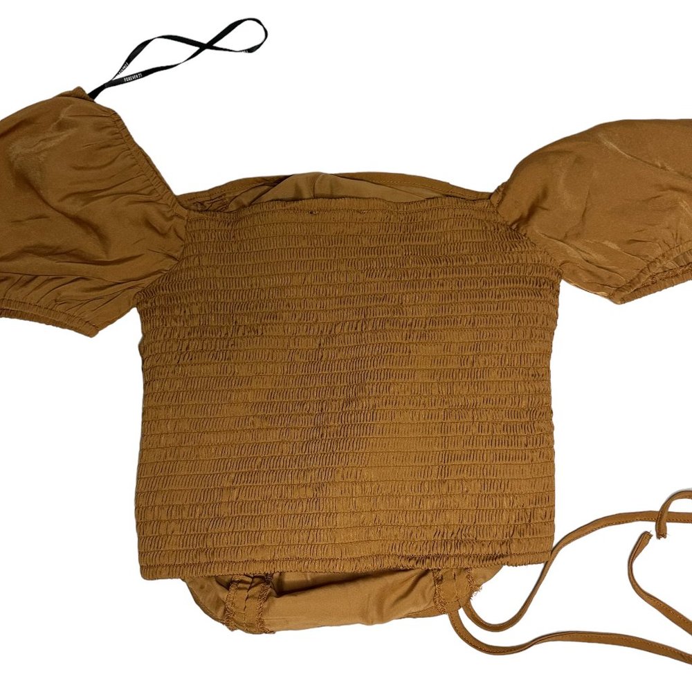 mustard yellow cropped blouse, forever21, small